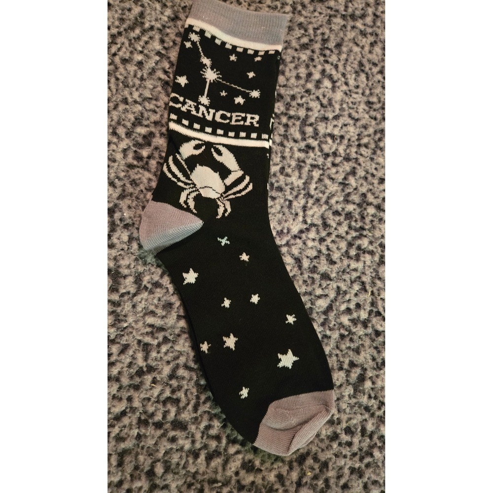 Zodiac‎ Cancer Crew Fashion Socks Black White Grey Constellation Crab Star Mens